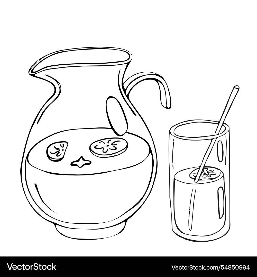 Lemonade jug mit einem Glas Grafikdesign doodle Lemonade jug mit einem Glas Grafikdesign doodle vektorbild