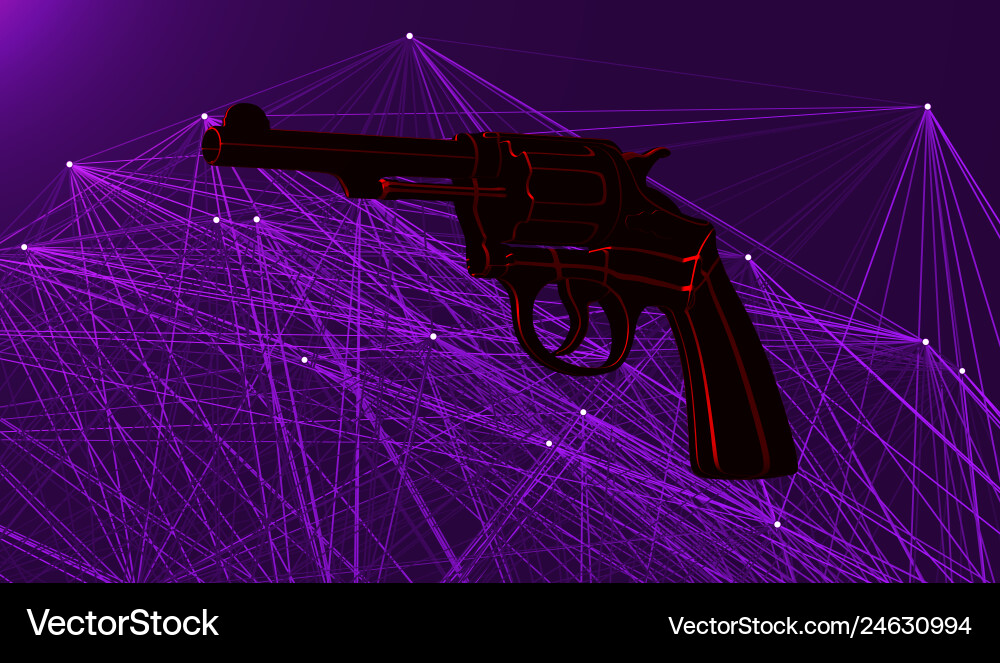 Neon Gun with Plexus Background vector image