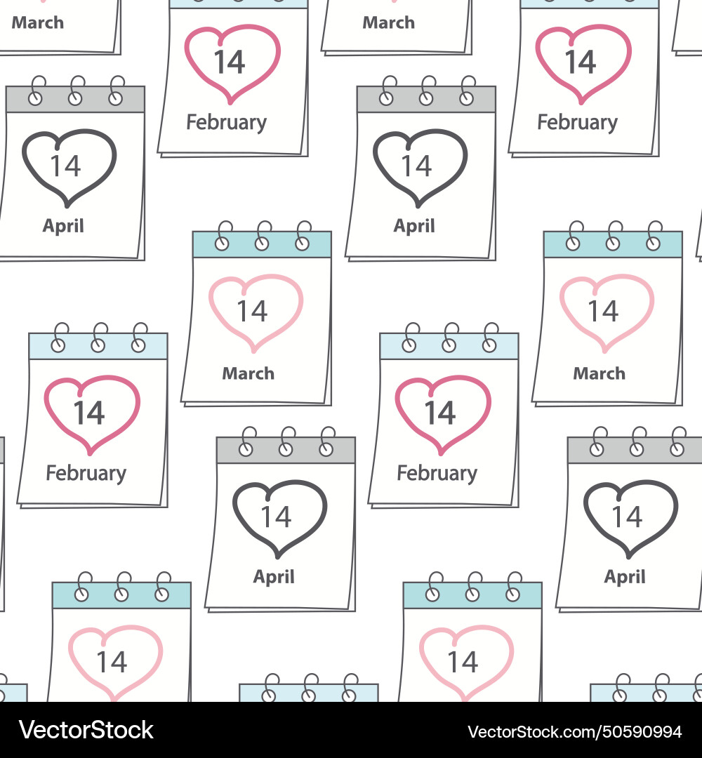 Seamless pattern of calendar pages with date 14 Seamless pattern of calendar pages with date 14 vector image
