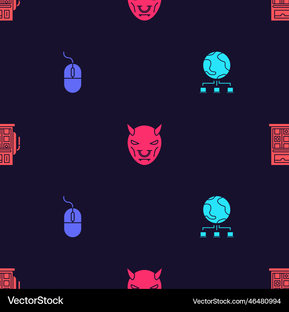 Set computer network mouse mask of the devil Set computer network mouse mask of the devil vector image