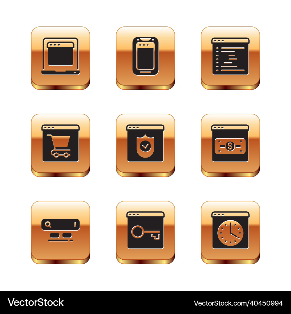 Set laptop with browser window search engine Set laptop with browser window search engine vector image
