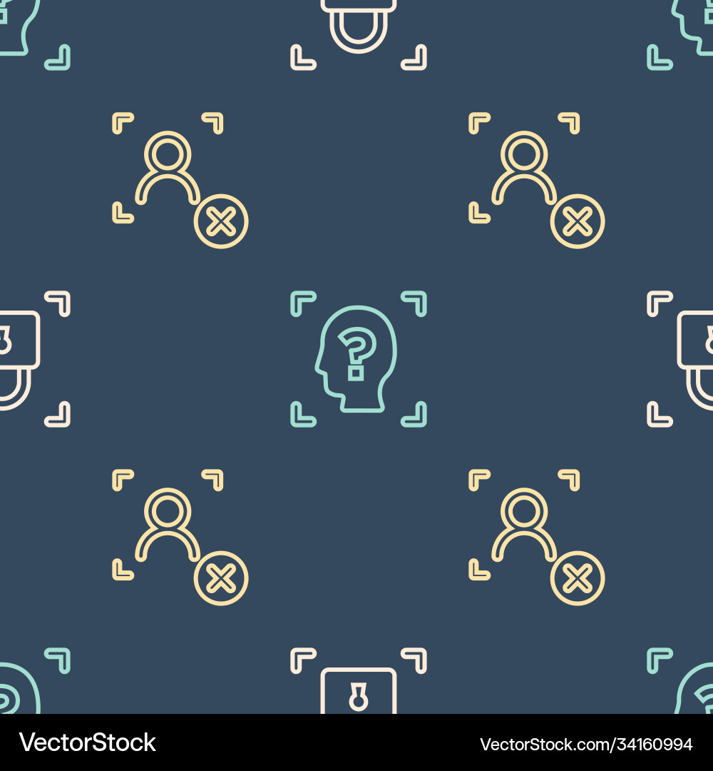 Set line fingerprint with lock rejection face Set line fingerprint with lock rejection face vector image