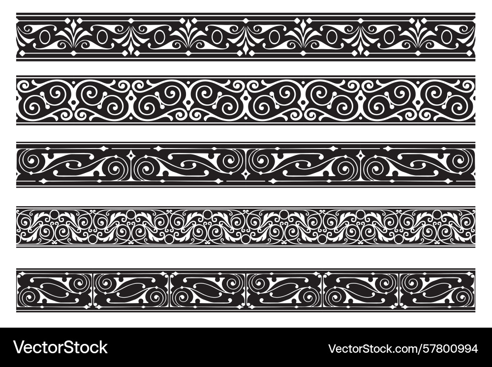Set of decorative seamless ornamental border Vector Image