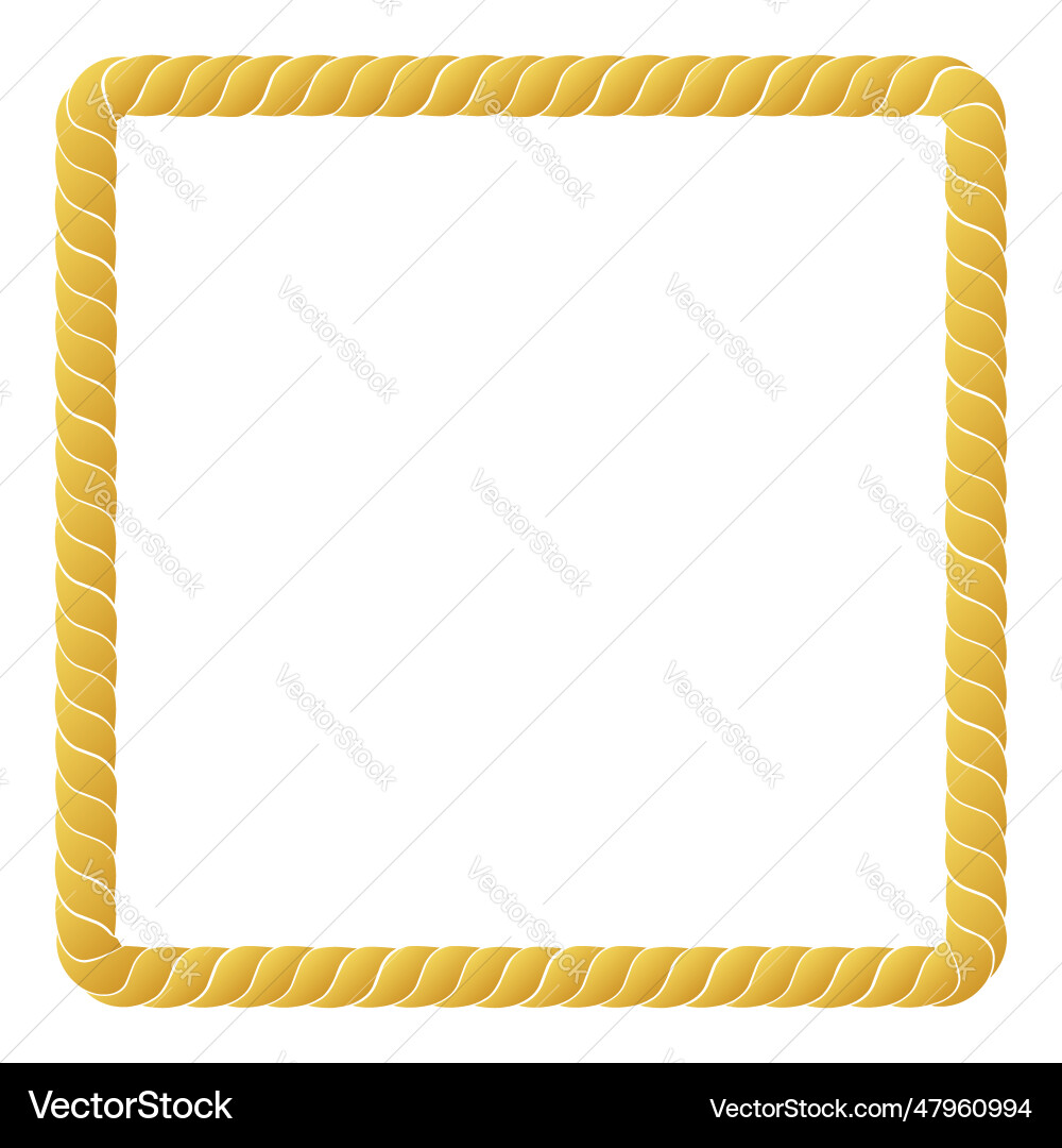 Simple square frame from golden rope for element Vector Image