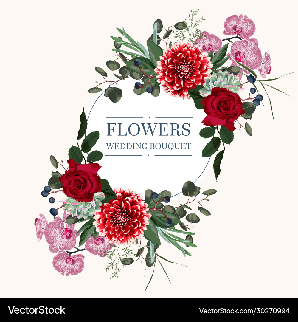 Wedding invitation floral invite thank you card Wedding invitation floral invite thank you card vector image