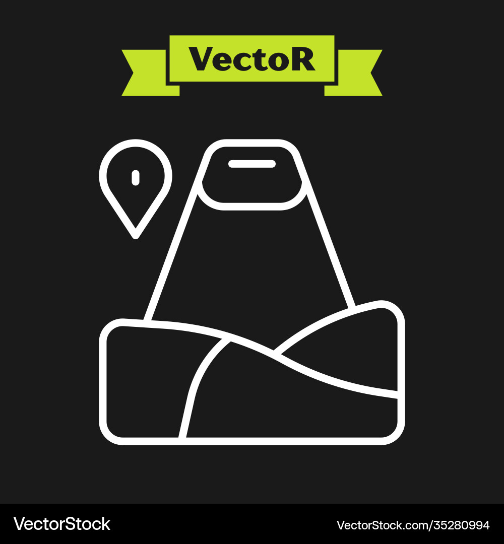 White line map pointer with mountain icon isolated White line map pointer with mountain icon isolated vector image