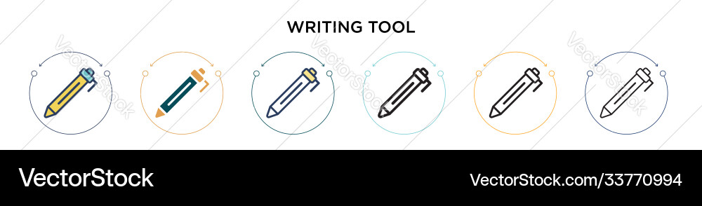 Writing tool icon in filled thin line outline vector image