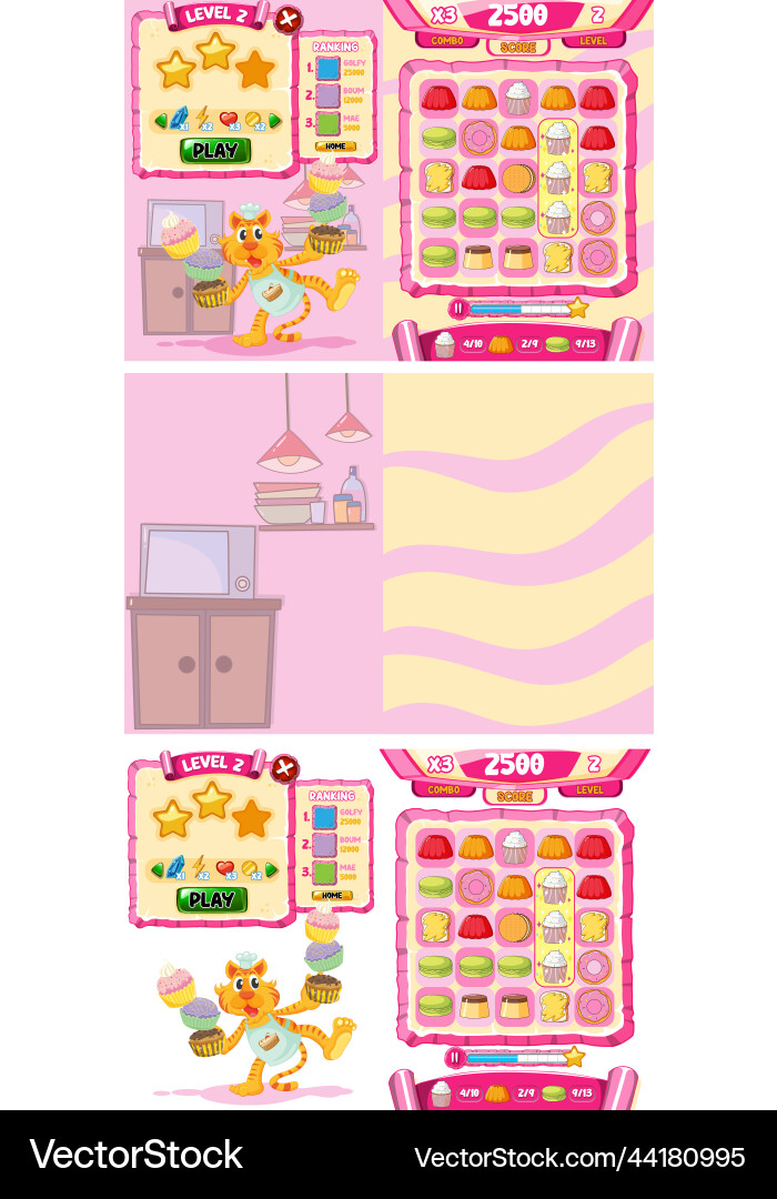 A game background template with elements vector image
