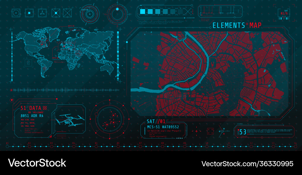 A set thin elements on topic map search vector image