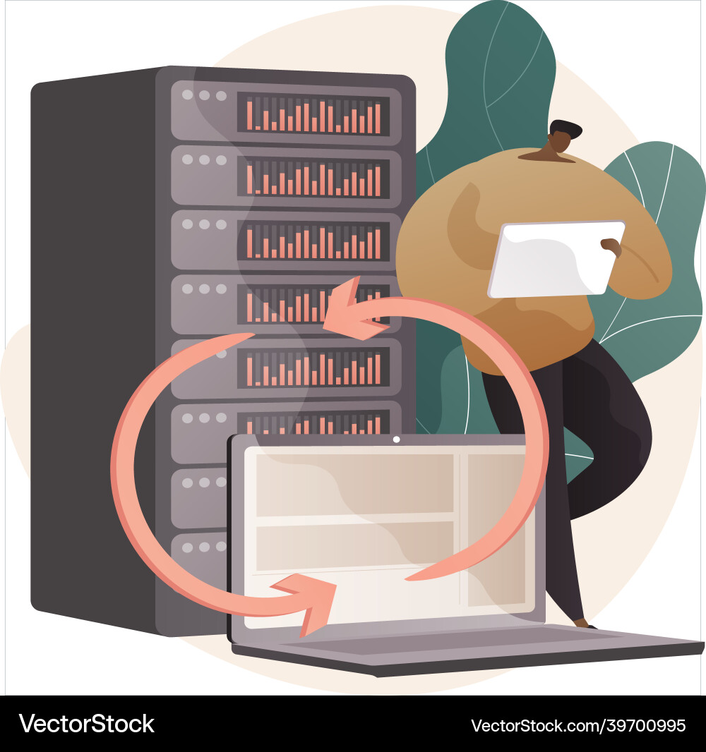 Backup server abstract concept Backup server abstract concept vector image
