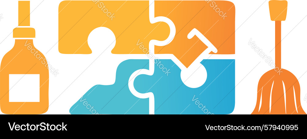 Cleaning Puzzle Solution Vector Image