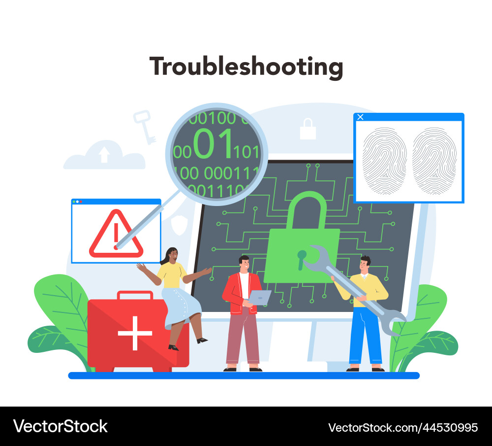 Computer security specialist idea of digital data Computer security specialist idea of digital data vector image
