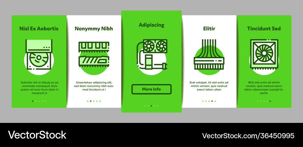 Computer technology onboarding elements icons set Computer technology onboarding elements icons set vector image
