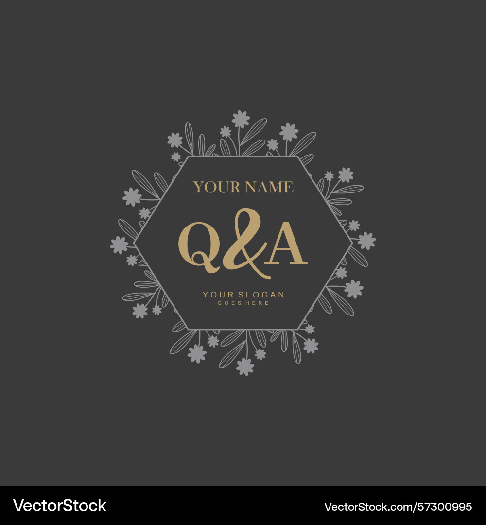 Floral inspired initial qa logos for timeless Floral inspired initial qa logos for timeless Vector Image