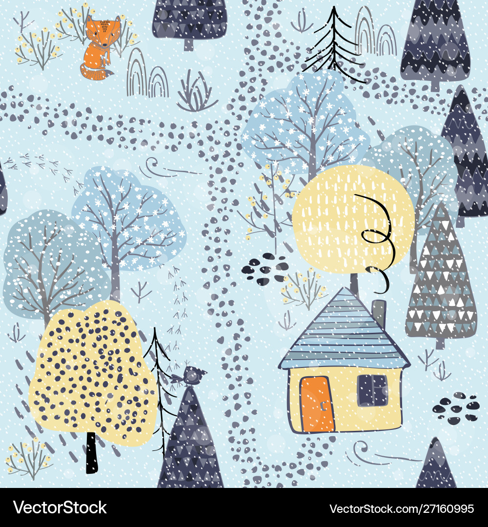 Forest seamless pattern background with winter Forest seamless pattern background with winter vector image