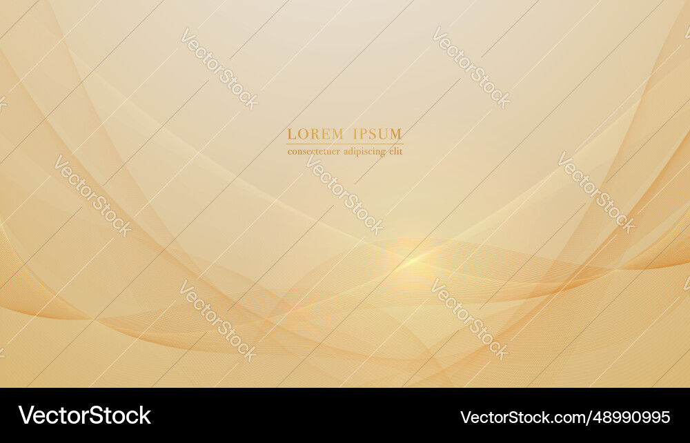 Golden flowing wave lines abstract background Vector Image