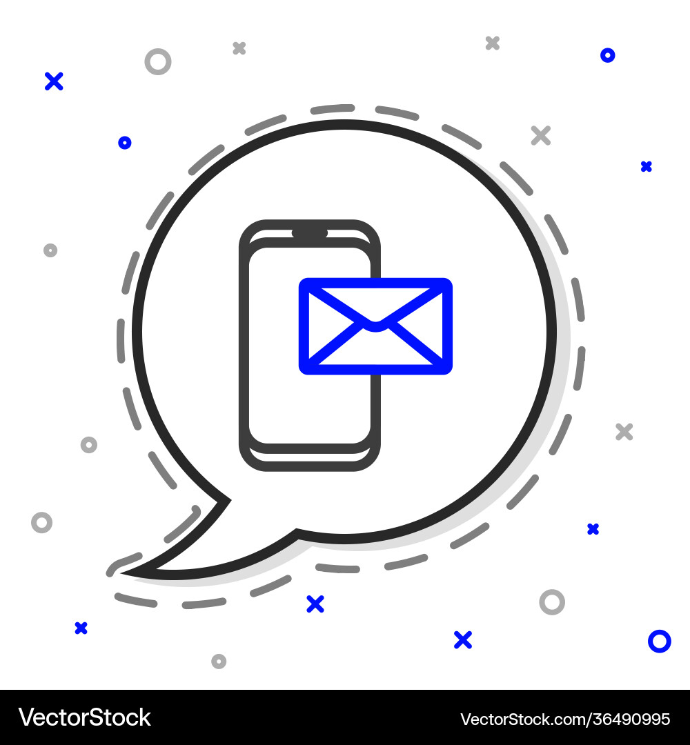 Line mobile and envelope new message mail icon Line mobile and envelope new message mail icon Vector Image