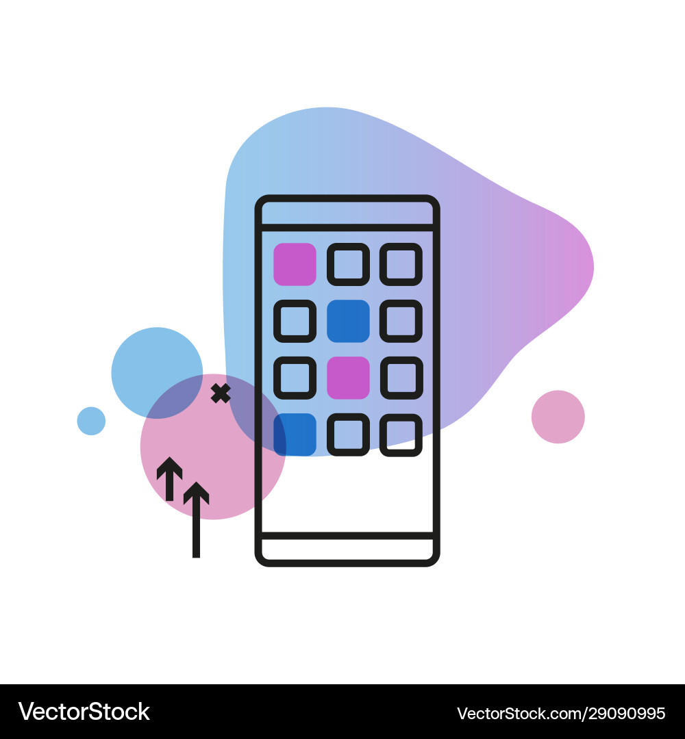 Linear icon mobile phone on gradient Vector Image