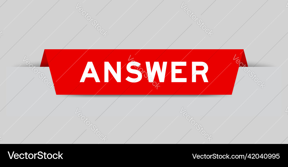 Red color inserted label with word answer on gray Vector Image