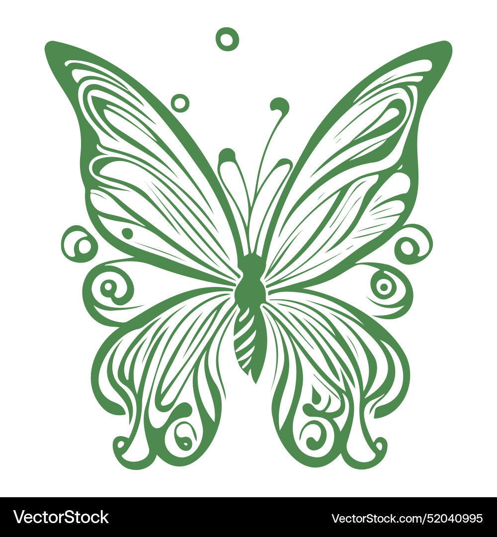 Royal swirls butterfly green Royal swirls butterfly green vector image