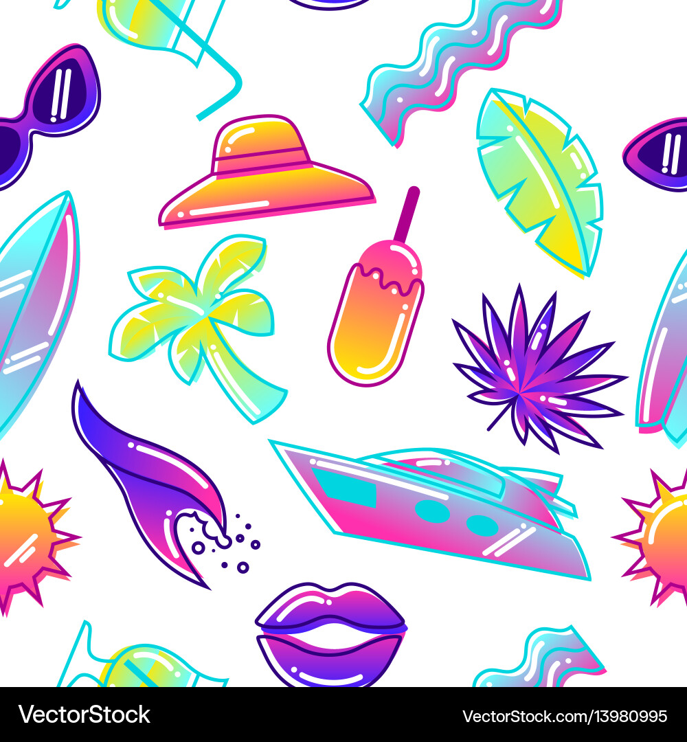 Seamless pattern with stylized summer objects Seamless pattern with stylized summer objects vector image