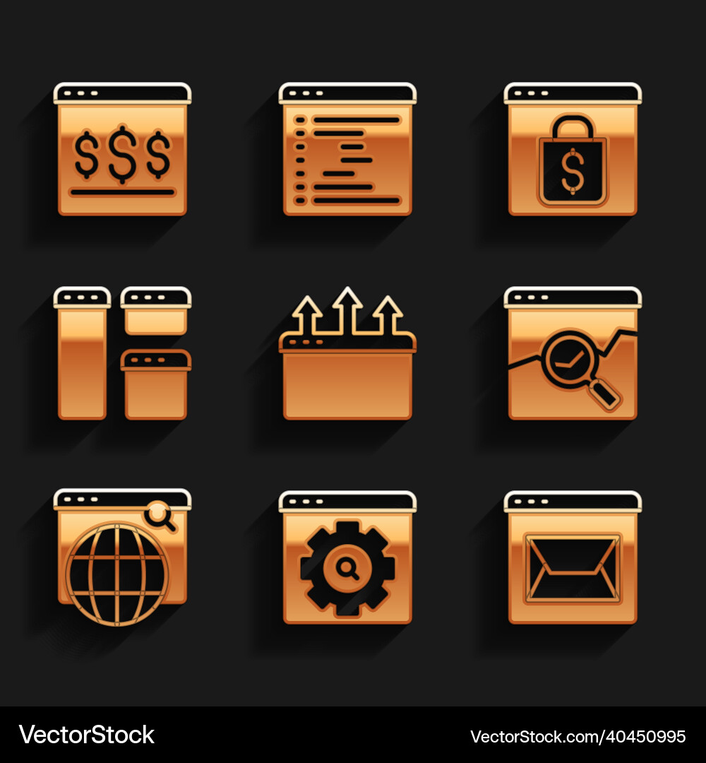 Set browser window setting website and mail Set browser window setting website and mail vector image