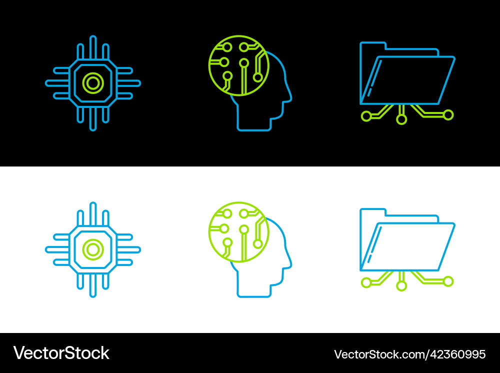 Set line folder and lock processor human Set line folder and lock processor human vector image