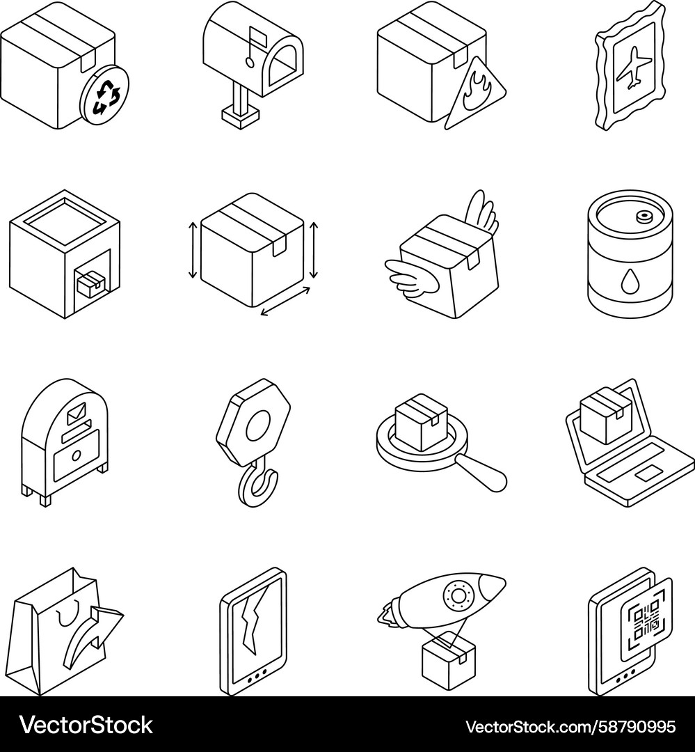 Set of logistic and shipment linear icons Vector Image