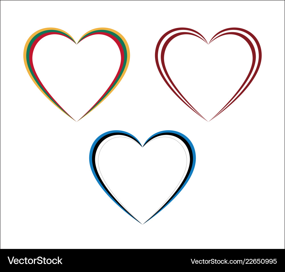 Set of three hearts in lithuanian latvian Vector Image