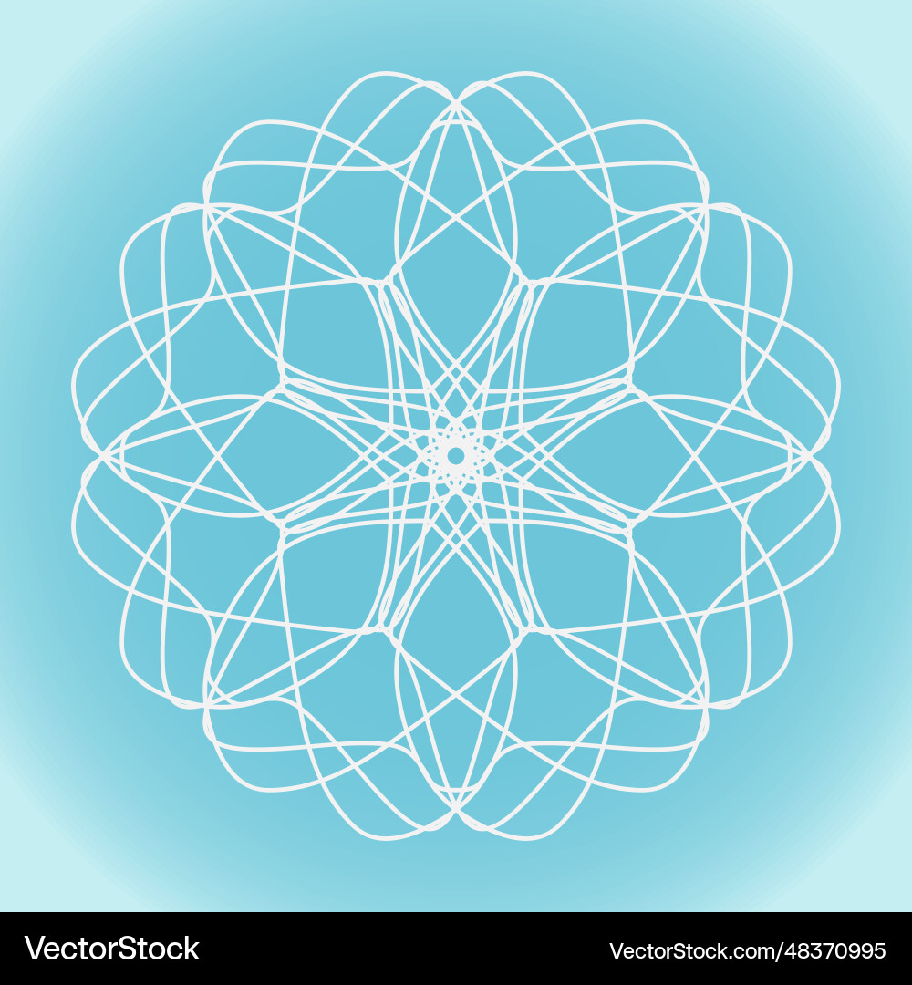 Snowflake simple abstract intricate shape on blue Snowflake simple abstract intricate shape on blue vector image