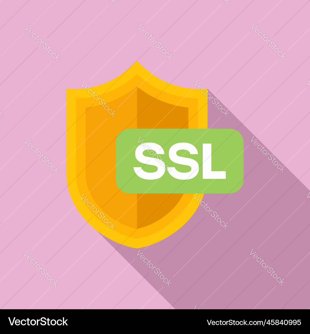 Ssl certificate shield icon flat safe data Ssl certificate shield icon flat safe data vector image