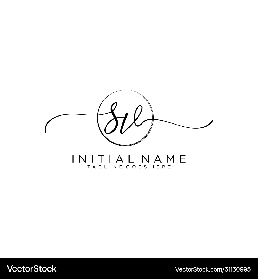 Sv initial handwriting logo with circle template Sv initial handwriting logo with circle template Vector Image