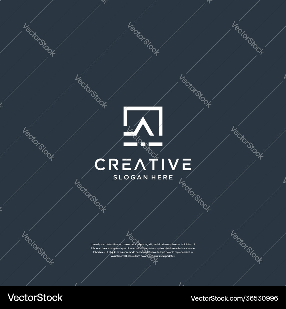 Abstract initials a with square logo design vector image