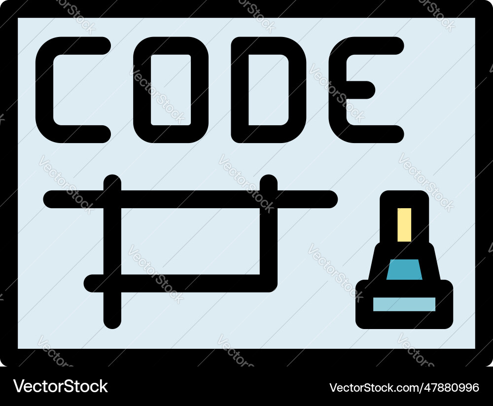 Cnc machine code icon flat Cnc machine code icon flat vector image