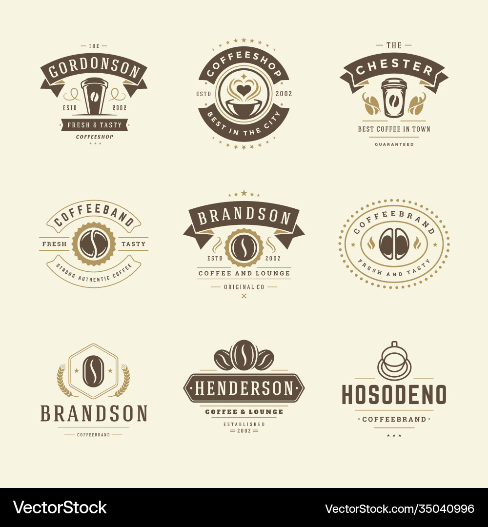 Coffee shop logos design templates set Coffee shop logos design templates set vector image