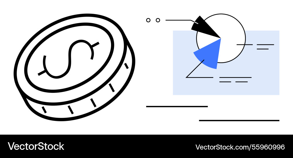 Coin and data analytics visualization highlighting Coin and data analytics visualization highlighting vector image