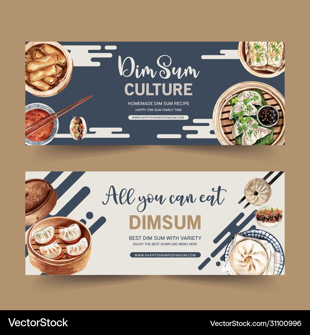 Dim sum banner design with steamed bun spring Vector Image