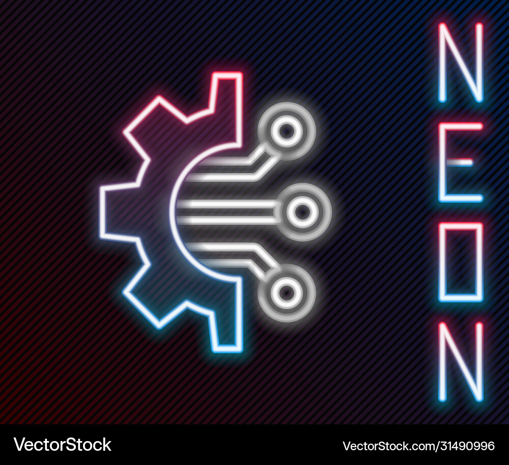 Glowing neon line algorithm icon isolated on black vector image