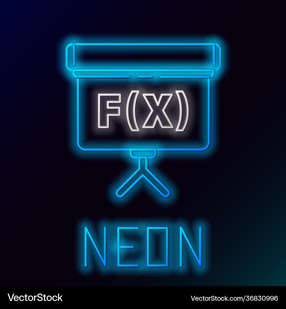 Glowing neon line chalkboard with function Glowing neon line chalkboard with function Vector Image