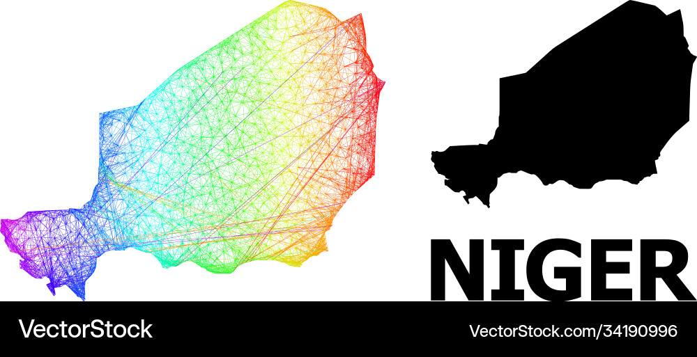 Hatched map niger with spectrum gradient Hatched map niger with spectrum gradient vector image