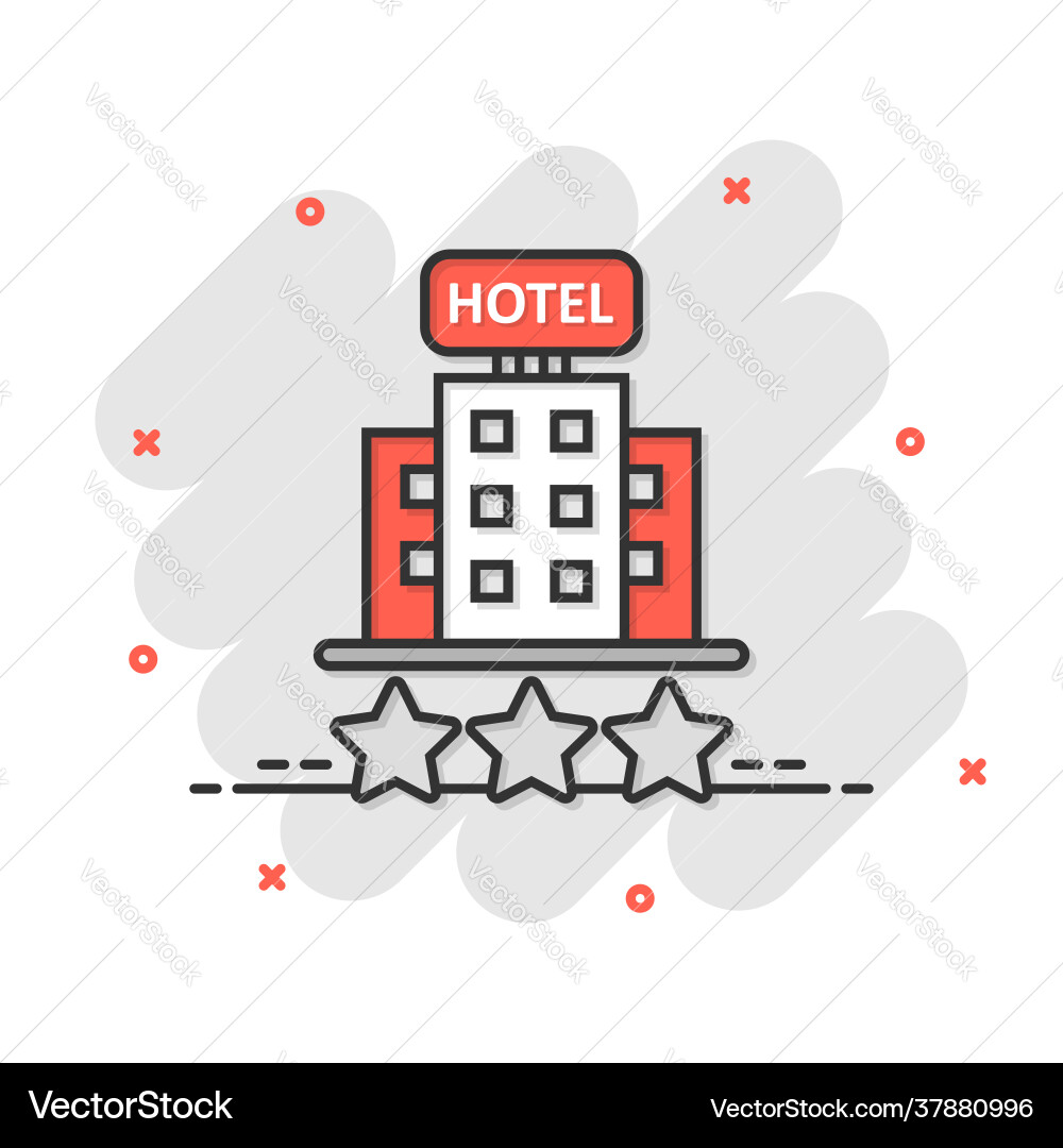 Hotel 3 Sterne Zeichen Symbol im Comic Stil Gasthof Hotel 3 Sterne Zeichen Symbol im Comic Stil Gasthof vektorbild