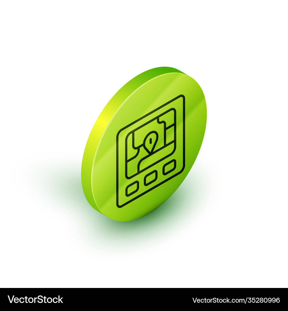 Isometric line gps device with map icon isolated Isometric line gps device with map icon isolated vector image