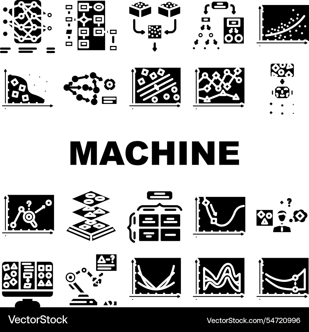 Machine Learning algorithm model icons set Machine Learning algorithm model icons set vektorbild