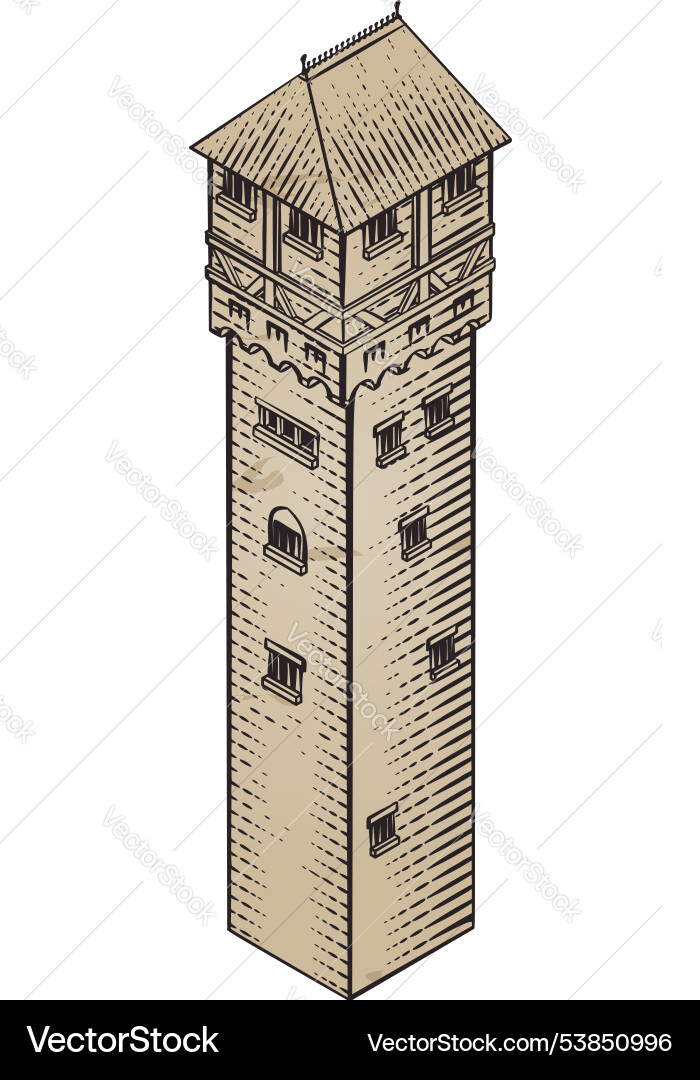 Medieval building map icon vintage Royalty Free Vector Image