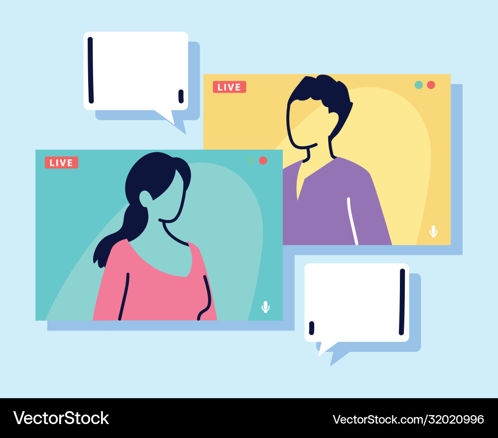 Menschen die miteinander reden auf dem Computer Menschen die miteinander reden auf dem Computer vektorbild