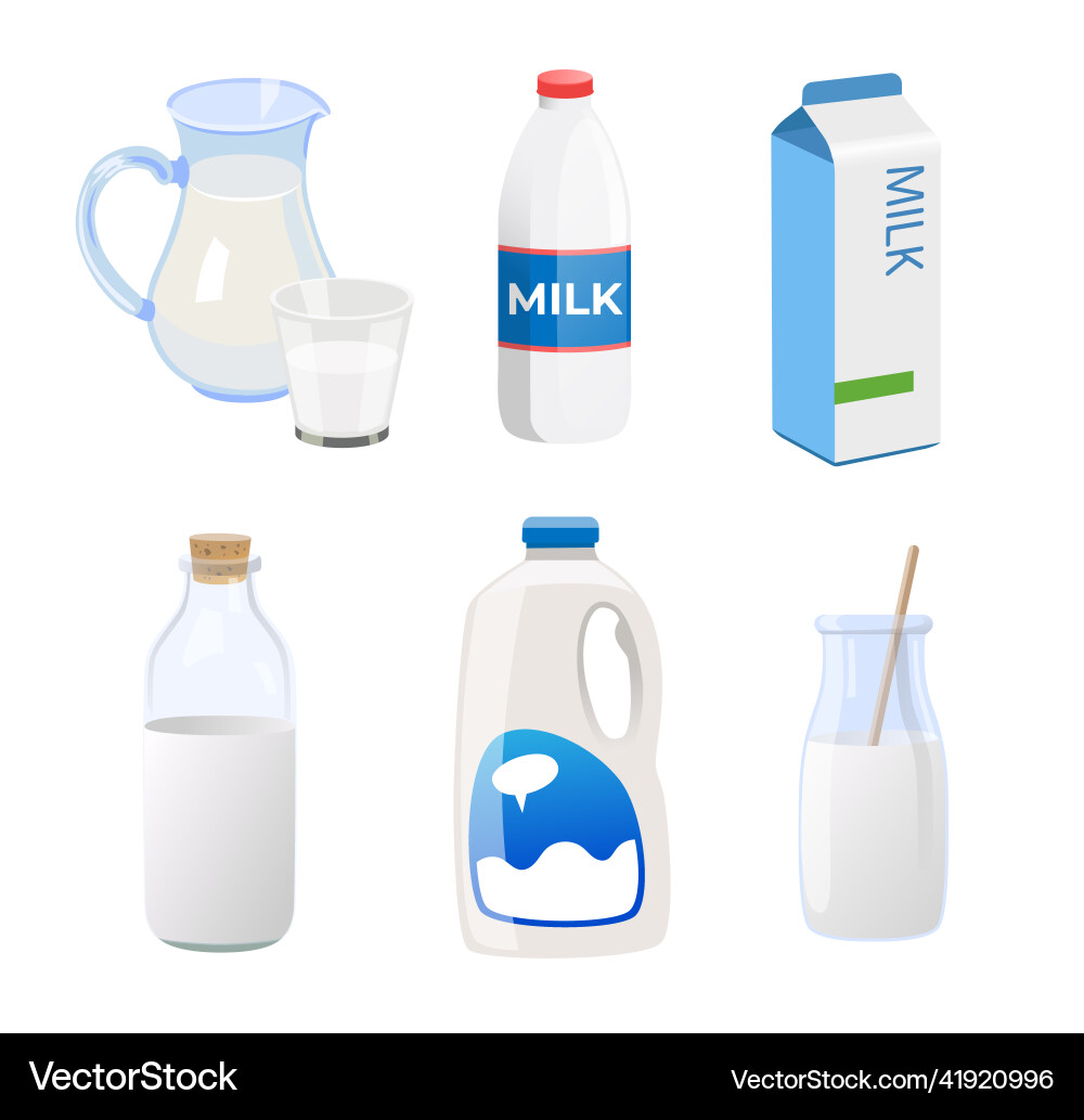 Milk in Various Containers Vector Image
