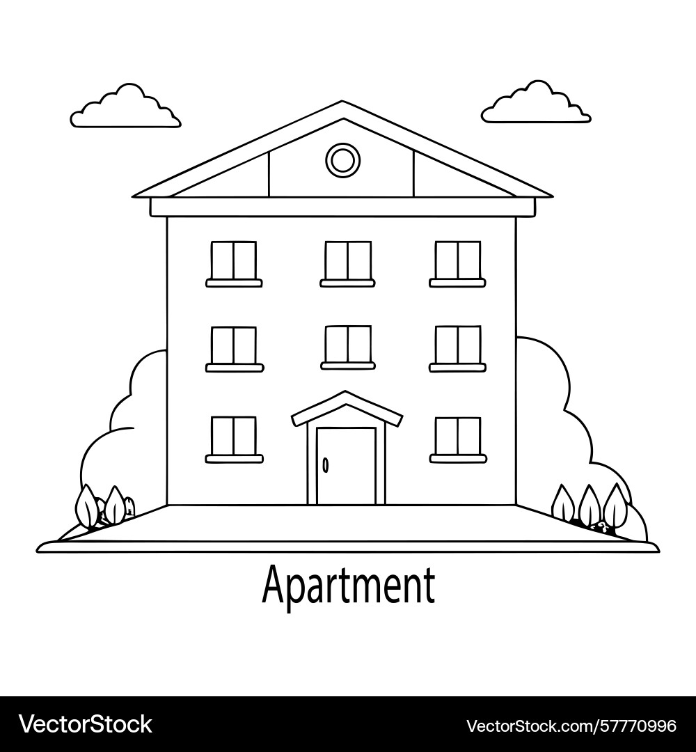 Modern apartment building facade with multiple Modern apartment building facade with multiple Vector Image