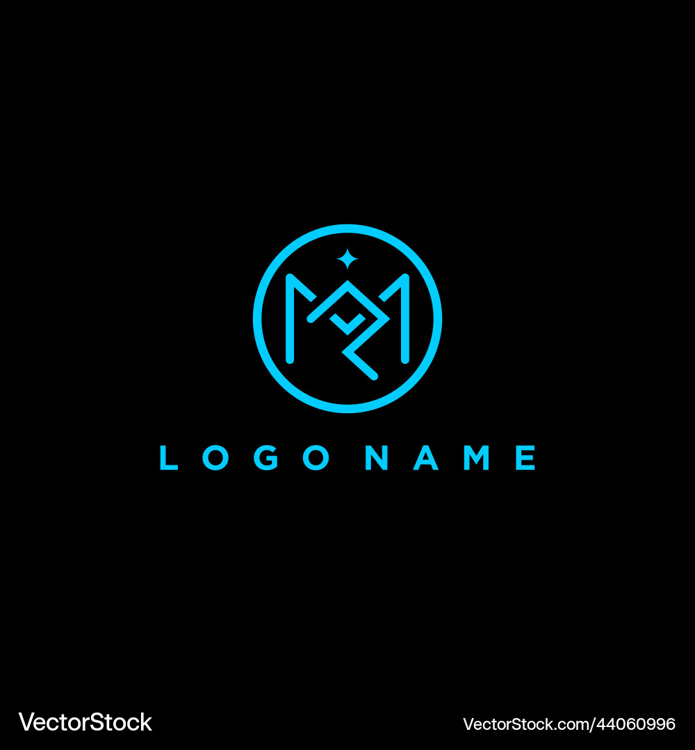 Mp or pm abstract initial letter linked circle Vector Image