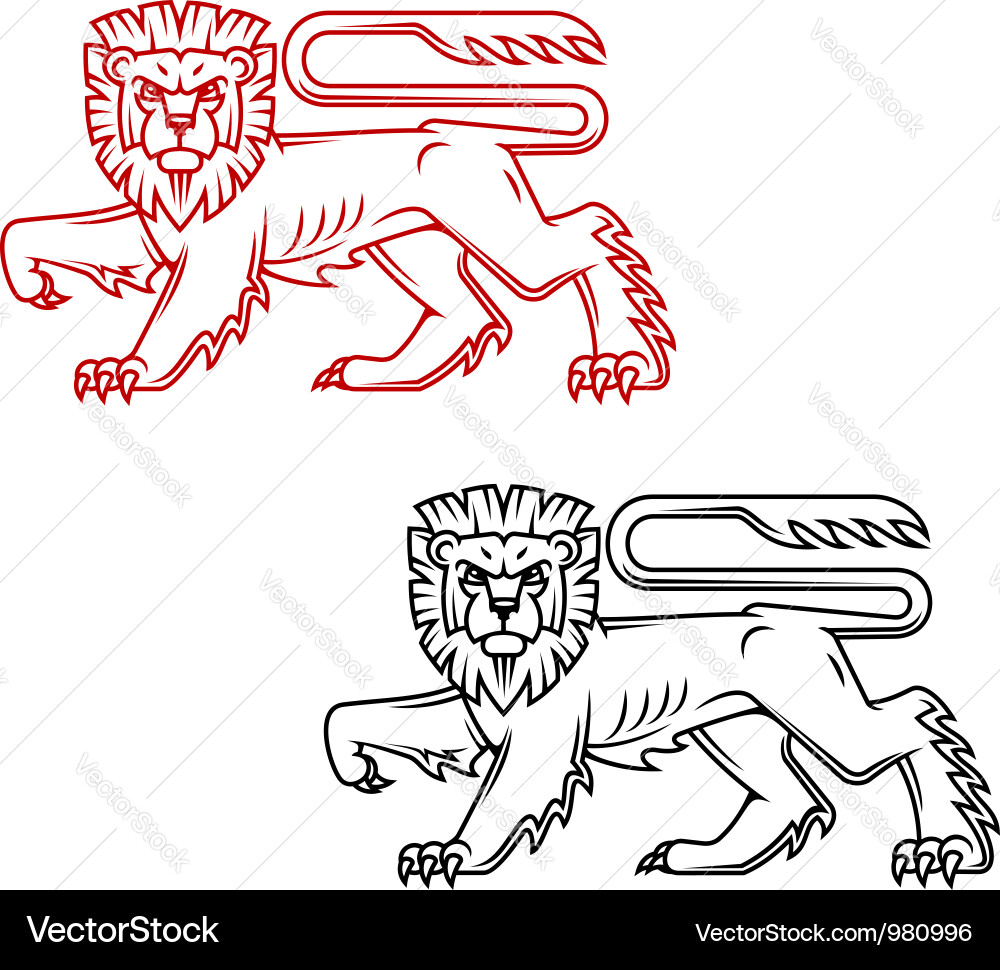 Retro Cartoon Lion Emblem Vektorbild
