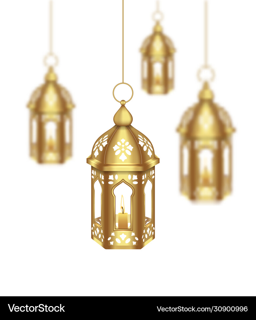 Set arabische goldene Lampen mit Licht für islamic Set arabische goldene Lampen mit Licht für islamic Vektorbild